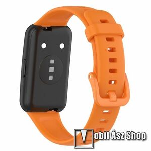 Okosóra szíj - szilikon - NARANCS - 124+91mm hosszú, 160-220mm csuklóméretig ajánlott - HUAWEI Band 7 kép