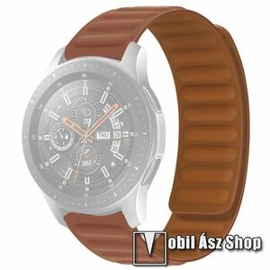 Okosóra loop szilikon szíj - BARNA - mágneses, 95+108mm hosszú, 20mm széles, 120-220mm-es méretű csuklóig ajánlott - SAMSUNG Galaxy Watch 42mm / Watch4 40mm, 44mm / Watch3 41mm / Watch4 Classic 42mm / Watch Active / Active 2 / Gear S2 / Xiaomi Amazfit GTS kép