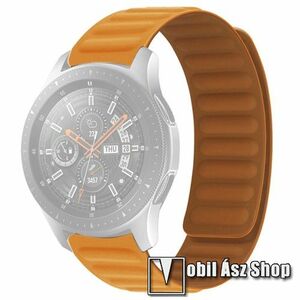 Okosóra loop szilikon szíj - OKKERSÁRGA - mágneses, 95+108mm hosszú, 20mm széles, 120-220mm-es méretű csuklóig ajánlott - SAMSUNG Galaxy Watch 42mm / Watch4 40mm, 44mm / Watch3 41mm / Watch4 Classic 42mm / Watch Active / Active 2 / Gear S2 kép