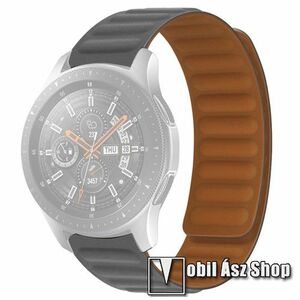 Okosóra loop szilikon szíj - SZÜRKE - mágneses, 95+108mm hosszú, 20mm széles, 120-220mm-es méretű csuklóig ajánlott - SAMSUNG Galaxy Watch 42mm / Watch4 40mm, 44mm / Watch3 41mm / Watch4 Classic 42mm / Watch Active / Active 2 / Gear S2 kép