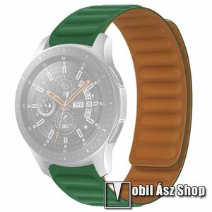 Okosóra loop szilikon szíj - ZÖLD - mágneses, 114+100, 5mm hosszú, 22mm széles, 120-220mm-es méretű csuklóig ajánlott - HUAWEI Watch GT 46mm / GT 2 46mm / GT 3 Pro 43mm, 46mm / GT 2e / SAMSUNG Galaxy Watch 46mm / Watch3 45mm / Gear S3 Classic kép
