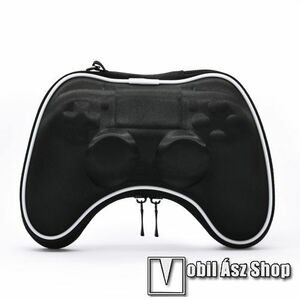 UNIVERZÁLIS kontroller tartó / hordozó táska - PS4 Dualshock kompatibilis, ütődésálló, cipzáros, EVA habszivacs, cseppálló, csuklópánt, 180 x 120 x 40mm - ERŐS VÉDELEM! - FEKETE kép