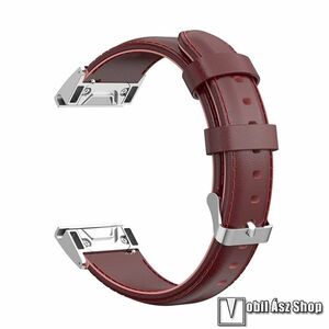 Okosóra szíj, Valódi bőr, 132+99mm hosszú, 26mm széles, QUICKFIT, Bordó, Garmin D2 Mach 1 Pro 51mm, Enduro 3, fenix 8 51mm, Descent Mk3i 51mm, fenix 7X, 7X Pro, 6X, 6X Pro, tactix 7 kép