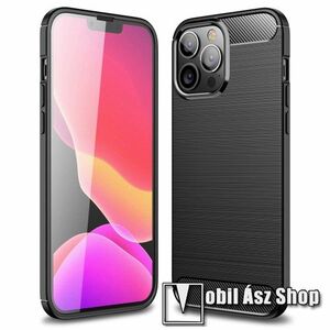 OTT! CARBON szilikon védő tok / hátlap - FEKETE - karbon mintás, ERŐS VÉDELEM! - APPLE iPhone 14 Pro Max kép