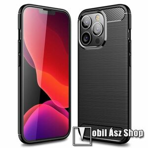OTT! CARBON szilikon védő tok / hátlap - FEKETE - karbon mintás, ERŐS VÉDELEM! - APPLE iPhone 14 Pro kép