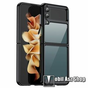 OTT! TRANSPARENT műanyag védő tok / hátlap - ÁTLÁTSZÓ / FEKETE - szilikon szegély, erősített sarkok - ERŐS VÉDELEM! - SAMSUNG Galaxy Z Flip4 5G kép