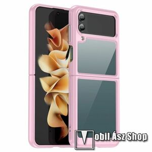 OTT! TRANSPARENT műanyag védő tok / hátlap - ÁTLÁTSZÓ / RÓZSASZÍN - szilikon szegély, erősített sarkok - ERŐS VÉDELEM! - SAMSUNG Galaxy Z Flip4 5G kép