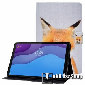 Notesz tok / mappa tok - RÓKA MINTÁS - asztali tartó funkciós, oldalra nyíló, mágneses záródás, bankkártyatartó zsebekkel, szilikon belső - Lenovo Tab M10 2022 (Gen 3) (TB-328F) kép