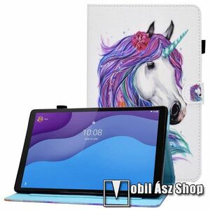 Notesz tok / mappa tok - UNIKORNIS MINTÁS - asztali tartó funkciós, oldalra nyíló, mágneses záródás, bankkártyatartó zsebekkel, szilikon belső - Lenovo Tab M10 2022 (Gen 3) (TB-328F) kép