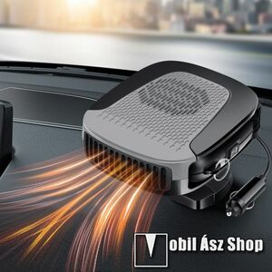 UNIVERZÁLIS gépkocsi / autós fűtő hűtő ventilátor - 12V szivargyújtóról működik, alacsony zajszintű működés, pár másodperc alatt felmelegszik, hűtő- fűtő ventilátor, 360°-ban forgatható, jég- és páramentesítés, 150 x 130 x 85mm - FEKETE kép