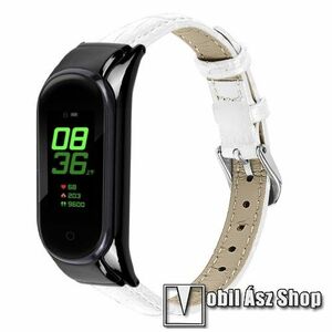 Okosóra szíj - FEHÉR - valódi bőr - Xiaomi Mi Band 7 kép