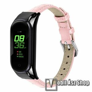 Okosóra szíj - RÓZSASZÍN - valódi bőr - Xiaomi Mi Band 7 kép