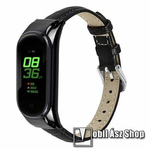 Okosóra szíj - FEKETE - valódi bőr - Xiaomi Mi Band 7 kép