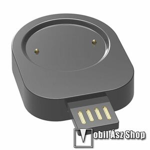 Mini hordozható mágneses okosóra töltő / USB töltő - FEKETE - 6cm x 4cm x 1cm - Xiaomi Amazfit GTS 3 / GTR 3 / GTR 3 Pro / T-Rex 2 / Cheetah / Cheetah Round / Cheetah Pro kép