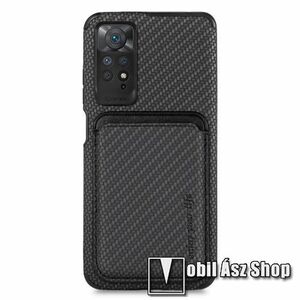 OTT! CARBON MAGNETIC CARD műanyag védő tok / hátlap - FEKETE KARBON MINTÁS - szilikon szegély, mágneses levehető bankkártyatartó, erősített sarkok - ERŐS VÉDELEM! - Xiaomi Redmi Note 11 Pro (China) / Note 11 Pro Plus (China) / Note 11 Pro Plus 5G (Global) kép