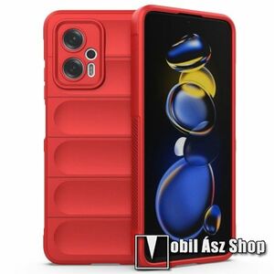 OTT! RUGGED SHOCK szilikon védő tok / hátlap - mikroszálas szövettel bevont belsővel, erősített sarkok, kameravédelemmel, ERŐS VÉDELEM - PIROS - Xiaomi Redmi Note 11T Pro / 11T Pro Plus / 12T Pro / Poco X4 GT / Redmi K50i 5G kép