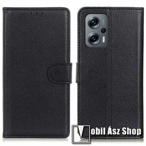 WALLET notesz tok / flip tok - FEKETE - asztali tartó funkciós, oldalra nyíló, rejtett mágneses záródás, bankkártyatartó zseb, szilikon belső - Xiaomi Redmi Note 11T Pro / 11T Pro Plus / 12T Pro / Poco X4 GT / Redmi K50i 5G kép