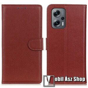 WALLET notesz tok / flip tok - BARNA - asztali tartó funkciós, oldalra nyíló, rejtett mágneses záródás, bankkártyatartó zseb, szilikon belső - Xiaomi Redmi Note 11T Pro / 11T Pro Plus / 12T Pro / Poco X4 GT / Redmi K50i 5G kép
