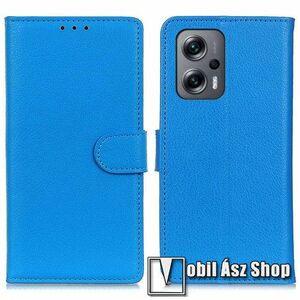 WALLET notesz tok / flip tok - KÉK - asztali tartó funkciós, oldalra nyíló, rejtett mágneses záródás, bankkártyatartó zseb, szilikon belső - Xiaomi Redmi Note 11T Pro / 11T Pro Plus / 12T Pro / Poco X4 GT / Redmi K50i 5G kép
