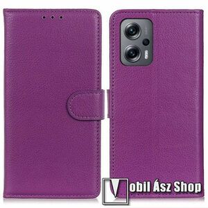 WALLET notesz tok / flip tok - LILA - asztali tartó funkciós, oldalra nyíló, rejtett mágneses záródás, bankkártyatartó zseb, szilikon belső - Xiaomi Redmi Note 11T Pro / 11T Pro Plus / 12T Pro / Poco X4 GT / Redmi K50i 5G kép