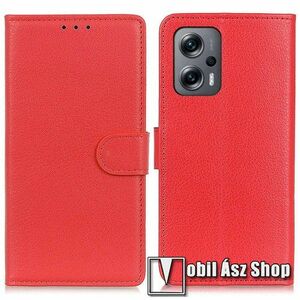 WALLET notesz tok / flip tok - PIROS - asztali tartó funkciós, oldalra nyíló, rejtett mágneses záródás, bankkártyatartó zseb, szilikon belső - Xiaomi Redmi Note 11T Pro / 11T Pro Plus / 12T Pro / Poco X4 GT / Redmi K50i 5G kép