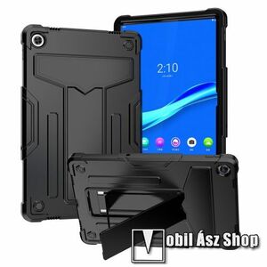 Műanyag védő tok / hátlap - FEKETE - három rétegű, szilikon betétes, kitámasztható, erősített sarkok - ERŐS VÉDELEM! - Lenovo Tab M10 Plus (3rd Gen) / Motorola Moto Tab G62 kép