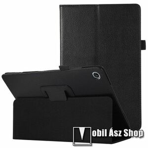 Notesz tok / mappa tok - FEKETE - asztali tartó funkciós, oldalra nyíló, tolltartó, műbőr belső - Lenovo Tab M10 Plus (3rd Gen) / Motorola Moto Tab G62 kép
