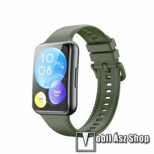 Okosóra szíj - SÖTÉTZÖLD - szilikon, 123mm + 90mm hosszú - HUAWEI Watch Fit 2 Classic Edition / Watch Fit 2 Active Edition kép