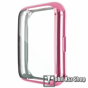 Okosóra szilikon védő tok / keret - GALVANIZÁLT RÓZSASZÍN - Szilikon előlapvédő is! - HUAWEI Watch Fit 2 Classic Edition / Watch Fit 2 Active Edition kép