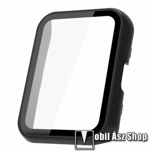 Okosóra műanyag védő tok / keret - FEKETE - 9H edzett üveg előlap védő is! - HUAWEI Watch Fit 2 Classic Edition / Watch Fit 2 Active Edition kép