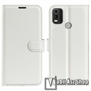WALLET notesz tok / flip tok - FEHÉR - asztali tartó funkciós, oldalra nyíló, rejtett mágneses záródás, bankkártyatartó zseb, szilikon belső - NOKIA C21 Plus kép