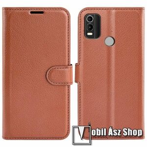 WALLET notesz tok / flip tok - BARNA - asztali tartó funkciós, oldalra nyíló, rejtett mágneses záródás, bankkártyatartó zseb, szilikon belső - NOKIA C21 Plus kép