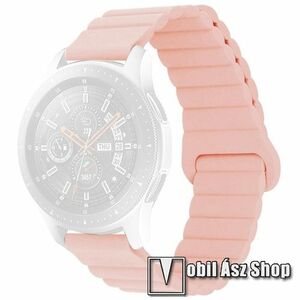 Okosóra loop szilikon szíj - szilikon, mágneses, bordázott mintás - RÓZSASZÍN - 125mm + 92mm hosszú, 22mm széles - SAMSUNG Galaxy Watch 46mm / Watch GT2 46mm / Watch GT 2e / Galaxy Watch3 45mm / Honor MagicWatch 2 46mm kép