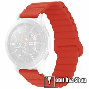 Okosóra loop szilikon szíj - szilikon, mágneses, bordázott mintás - PIROS - 125mm + 92mm hosszú, 22mm széles - SAMSUNG Galaxy Watch 46mm / Watch GT2 46mm / Watch GT 2e / Galaxy Watch3 45mm / Honor MagicWatch 2 46mm kép