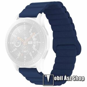 Okosóra loop szilikon szíj - szilikon, mágneses, bordázott mintás - SÖTÉTKÉK - 125mm + 92mm hosszú, 22mm széles - SAMSUNG Galaxy Watch 46mm / Watch GT2 46mm / Watch GT 2e / Galaxy Watch3 45mm / Honor MagicWatch 2 46mm kép
