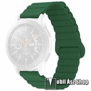 Okosóra loop szilikon szíj - szilikon, mágneses, bordázott mintás - ZÖLD - 125mm + 92mm hosszú, 22mm széles - SAMSUNG Galaxy Watch 46mm / Watch GT2 46mm / Watch GT 2e / Galaxy Watch3 45mm / Honor MagicWatch 2 46mm kép