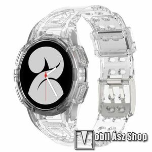 Okosóra szilikon szíj / szilikon tok - ÁTTETSZŐ - 108mm + 128mm hosszú - SAMSUNG Galaxy Watch4 44mm (SM-R870) kép