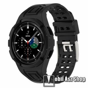Okosóra szilikon szíj / szilikon tok - FEKETE - 108mm + 127mm hosszú - SAMSUNG Galaxy Watch4 Classic 46mm (SM-R890) kép