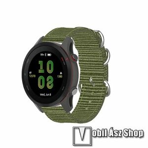 Okosóra szíj - szövet - SÖTÉTZÖLD - 89mm + 121mm hosszú, 18mm széles - Xiaomi Mi Watch (For China Market) / Fossil Gen 4 / HUAWEI TalkBand B5 / GARMIN Venu 2S 40mm kép
