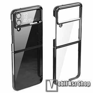 Műanyag védő tok / átlátszó hátlap - GALVANIZÁLT FEKETE - SAMSUNG Galaxy Z Flip4 5G kép