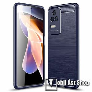 OTT! CARBON szilikon védő tok / hátlap - SÖTÉTKÉK - karbon mintás, kamerasziget védelem, ERŐS VÉDELEM! - Xiaomi Redmi K40S 5G / Xiaomi Poco F4 5G kép