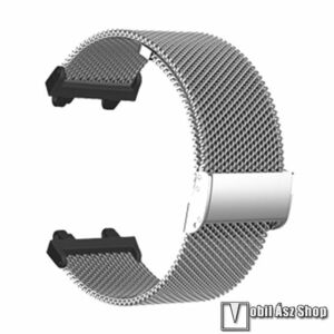 Xiaomi Amazfit T-Rex 2, Okosóra milánói szíj, Rozsdamentes acél, Fém háló kialakítás, Csatos, 109+92mm hosszú, csavarhúzóval, Tengely nélkül, Ezüst kép