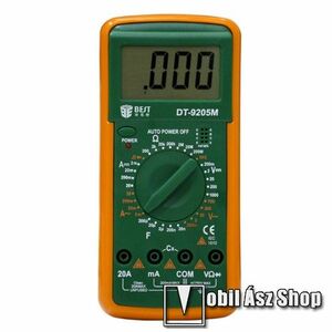 BEST Digitális multiméter - AC/DC, kitámasztható, 9V elemmel használható, 184 x 78 x 32mm - ZÖLD / NARANCSSÁRGA kép