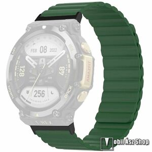 Xiaomi Amazfit T-Rex 2, Okosóra loop szíj, Mágneses, Szilikon, 110+110mm hosszú, Tengely nélkül, Zöld kép