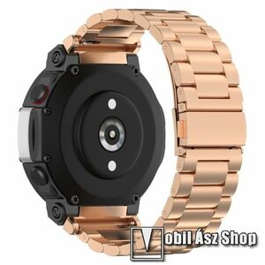 Fém okosóra szíj - ROSE GOLD - rozsdamentes acél, csatos, 182mm hosszú, csavarhúzóval, TENGELY NÉLKÜL! - Xiaomi Amazfit T-Rex 2 kép