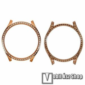 Okosóra műanyag védő tok / keret - GALVANIZÁLT ROSE GOLD - Strassz kővel díszített - SAMSUNG Galaxy Watch5 44mm (SM-R915F) kép