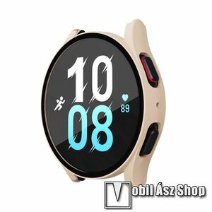 Okosóra műanyag védő tok / keret - RÓZSASZÍN - 9H edzett üveg előlap védő is! - SAMSUNG Galaxy Watch4 44mm (SM-R870) / Watch5 44mm (SM-R915F) kép