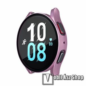 Okosóra műanyag védő tok / keret - ROSE GOLD - 9H edzett üveg előlap védő is! - SAMSUNG Galaxy Watch4 44mm (SM-R870) / Watch5 44mm (SM-R915F) kép