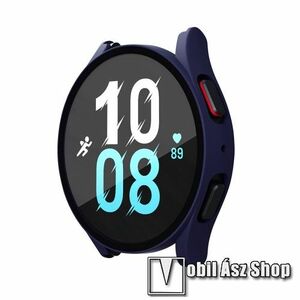 Okosóra műanyag védő tok / keret - ÉJKÉK - 9H edzett üveg előlap védő is! - SAMSUNG Galaxy Watch4 44mm (SM-R870) / Watch5 44mm (SM-R915F) kép