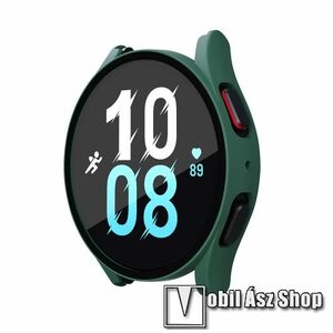 Okosóra műanyag védő tok / keret - ZÖLD - 9H edzett üveg előlap védő is! - SAMSUNG Galaxy Watch4 40mm (SM-R860) / Watch5 40mm (SM-R905F) kép